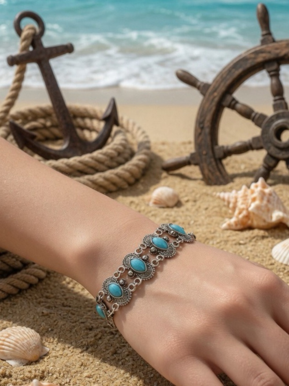 Elegant Silver and Turquoise Bracelet